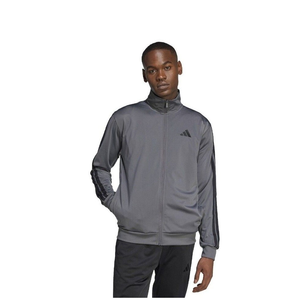adidas Men's Essentials 3-Stripes Tricot Track Jacket Gray/White Small S NWT